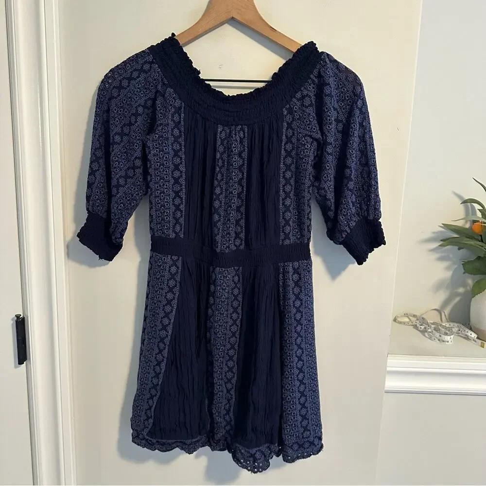 Alice + Olivia Navy Blue Floral Eyelet Embroidered Mini Dress 2